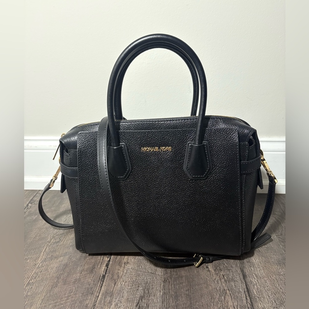 MICHAEL KORS Mercer Black Leather Crossbody Bag